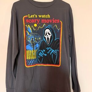 Graphic Long Sleeve Shirt with Horror Theme